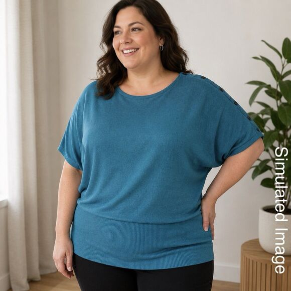 Lane Bryant Sweaters - Lane Bryant 22/24 Teal Dolman Knit Sweater Top NWT Button Shoulder Plus